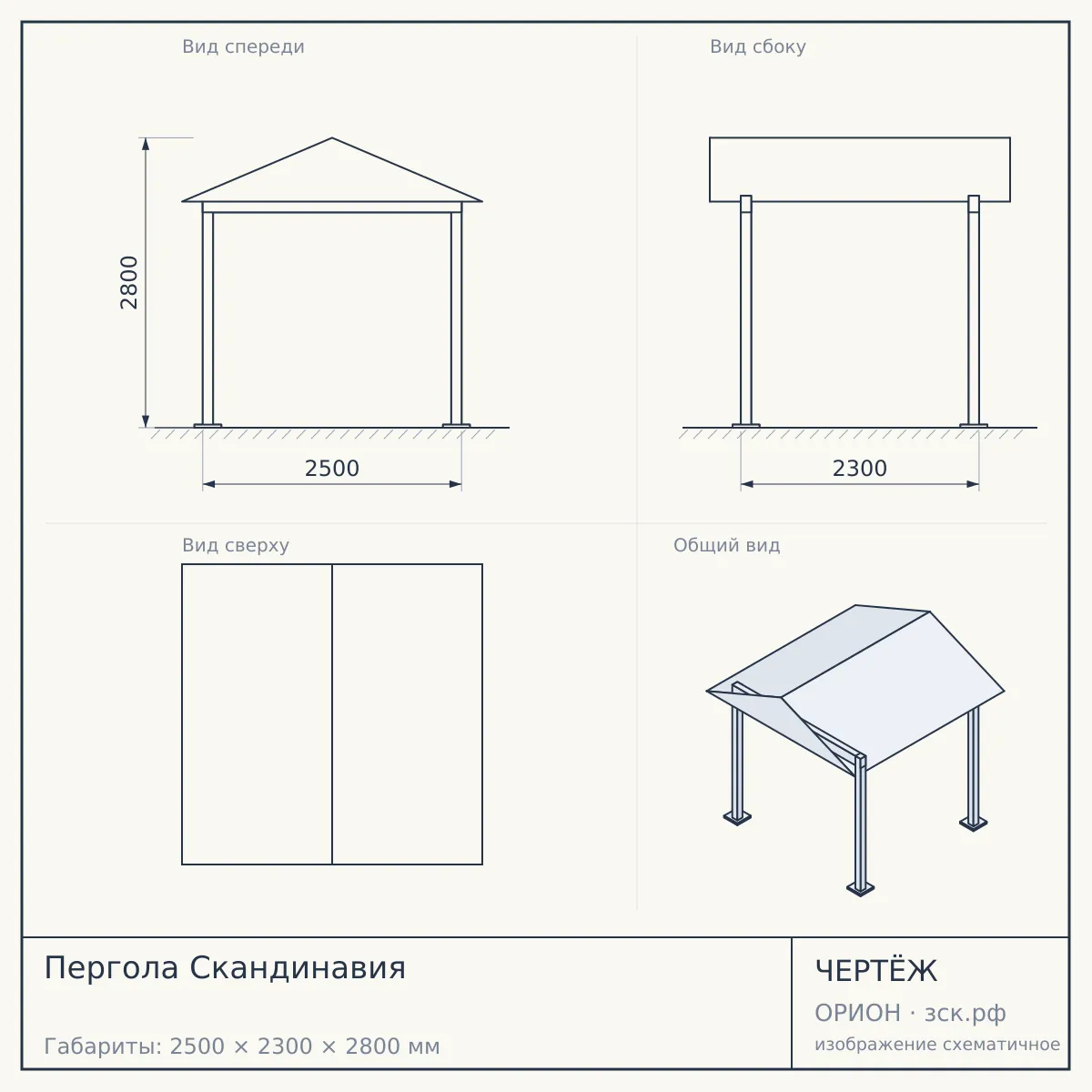 Пергола Скандинавия — чертёж